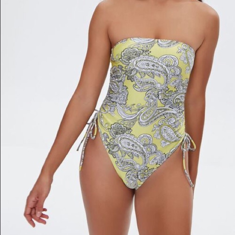 Paisley Strapless One-Piece Swimsuit